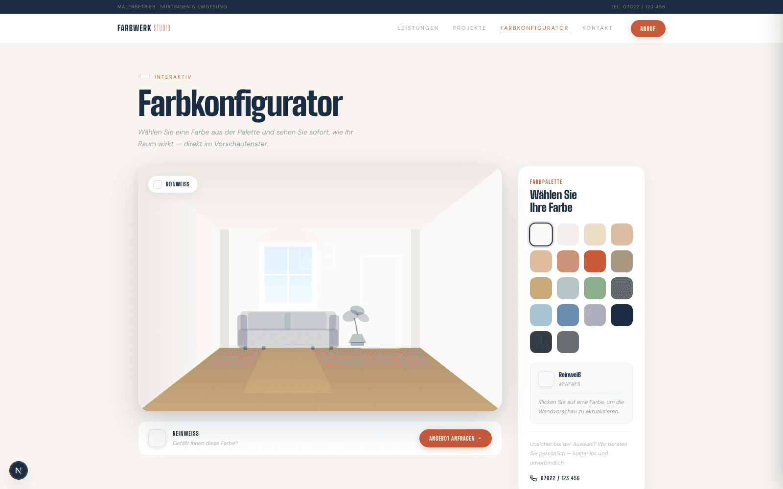 Desktop-Screenshot des Farbwerk Studio Farbkonfigurators
